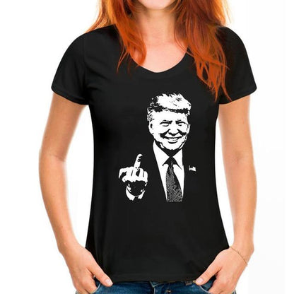 Donald Trump Middle Finger Make America Great Again Black T-Shirt Size S-3Xl Custom Print Tee Shirt