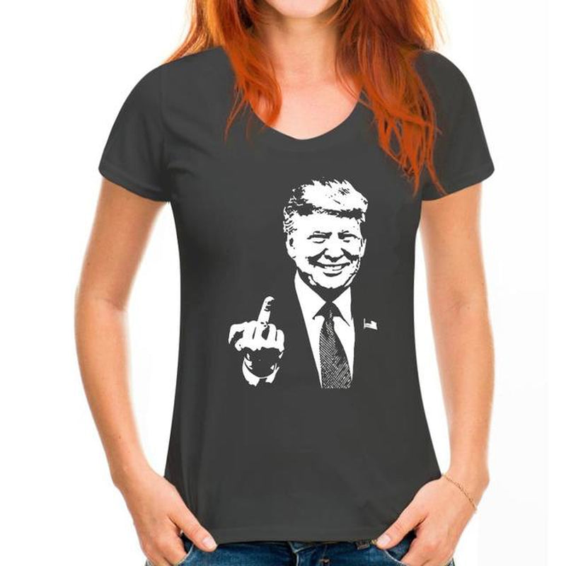 Donald Trump Middle Finger Make America Great Again Black T-Shirt Size S-3Xl Custom Print Tee Shirt