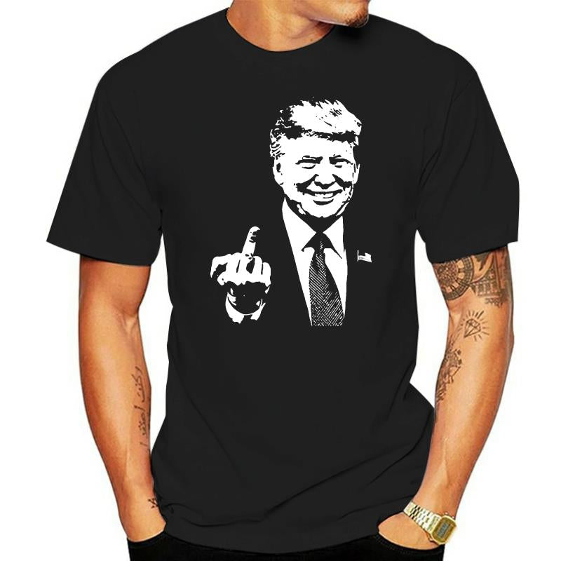 Donald Trump Middle Finger Make America Great Again Black T-Shirt Size S-3Xl Custom Print Tee Shirt